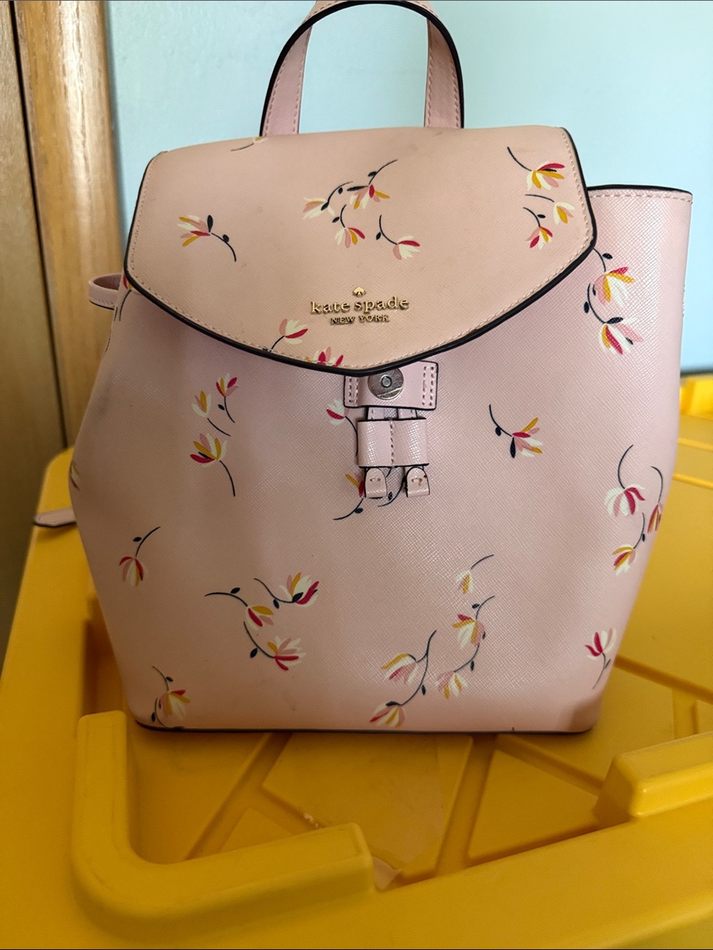 kate spade Pink Floral Saffiano Leather Backpack purse